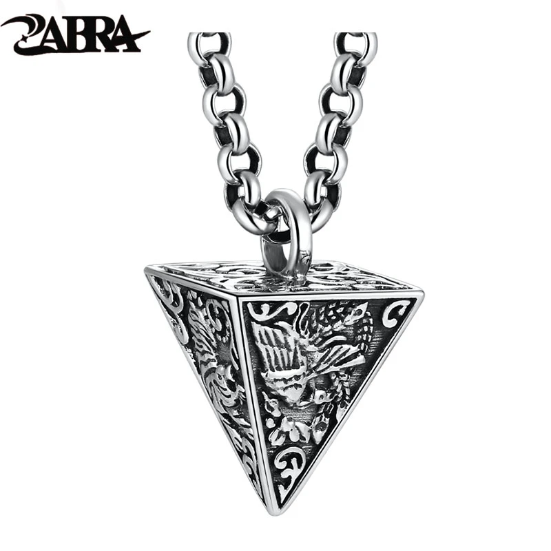 

ZABRA 925 Sterling Silver Four God Beasts Pyramid Pendants Men Women Animal Punk Biker Father’s Day Vintage Party Retro Jewelry