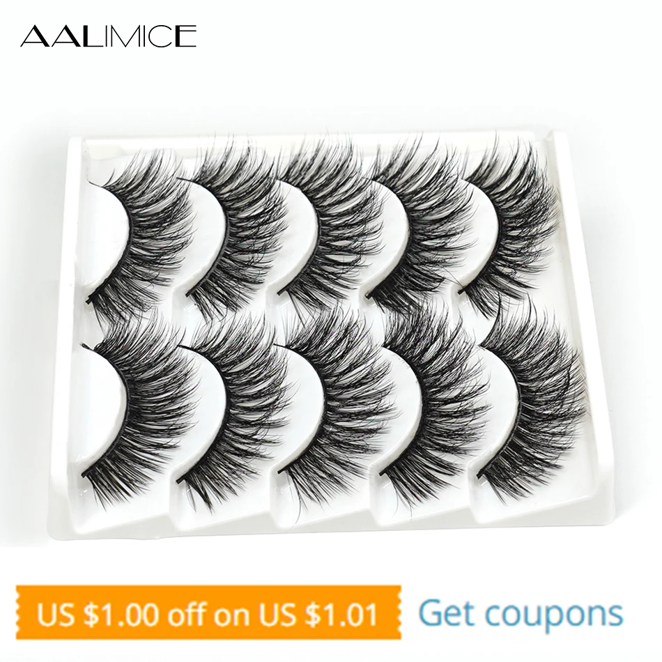 

AALIMICE 5 Pairs 3d Mink Lashes Bulk False Eyelashes Natural/Thick Long Eye Lashes Wispy Makeup Beauty Extension Tools Free Ship