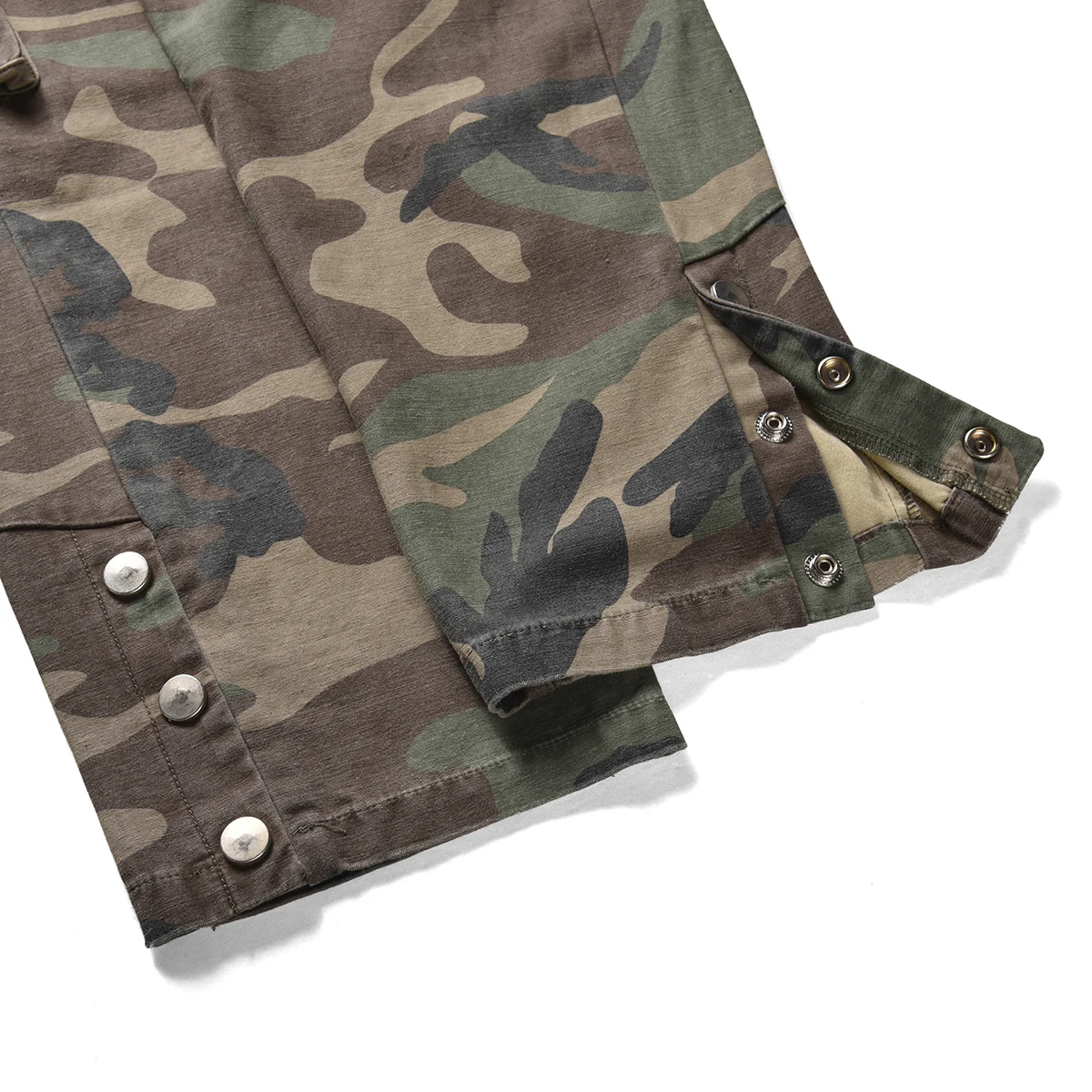 Camouflage Cargo Pants Bieber Hip Hop Vintage Multi-pocket Bottom Button Men's Cargo Trousers Streetwear Mens Military Pants
