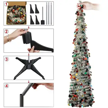 

Christmas Tree Foldable Reusable Colored PVC Christmas Ornament With Reflective Sequins for Home Decoration