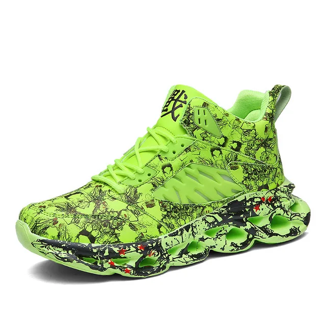 Спортивная обувь для мужчин; сетчатые мужские кроссовки; спортивная обувь в стиле хип-хоп для уличных танцев; обувь для прогулок и бега; zapatos de mujer - Цвет: Green