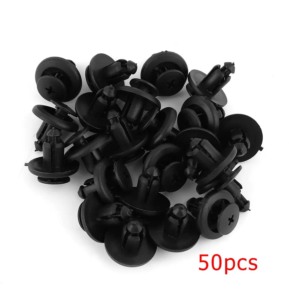 50 Pcs 8mm Universal Automobile Bumpers Hole Plastic Push Screw Rivet Panel Fixings Clips Black 13905 For Mazda Renault | Автомобили и