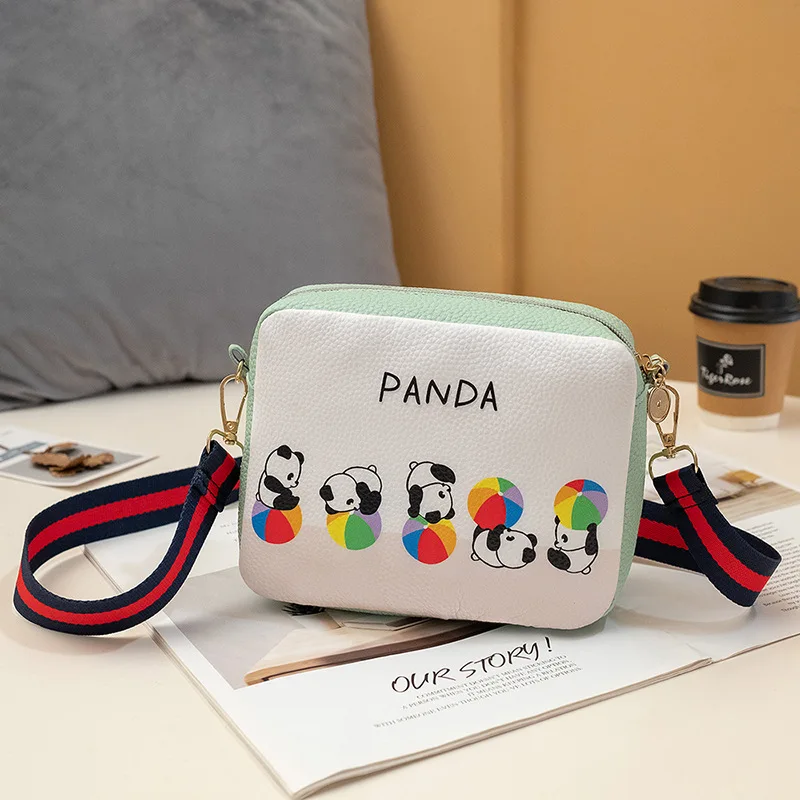 

Puff GIRL'S Cartoon dong man bao Women's 2019 New Style Fashion Wide Strap Oblique Bag MORI Series Printed Square Sling Bag Fash