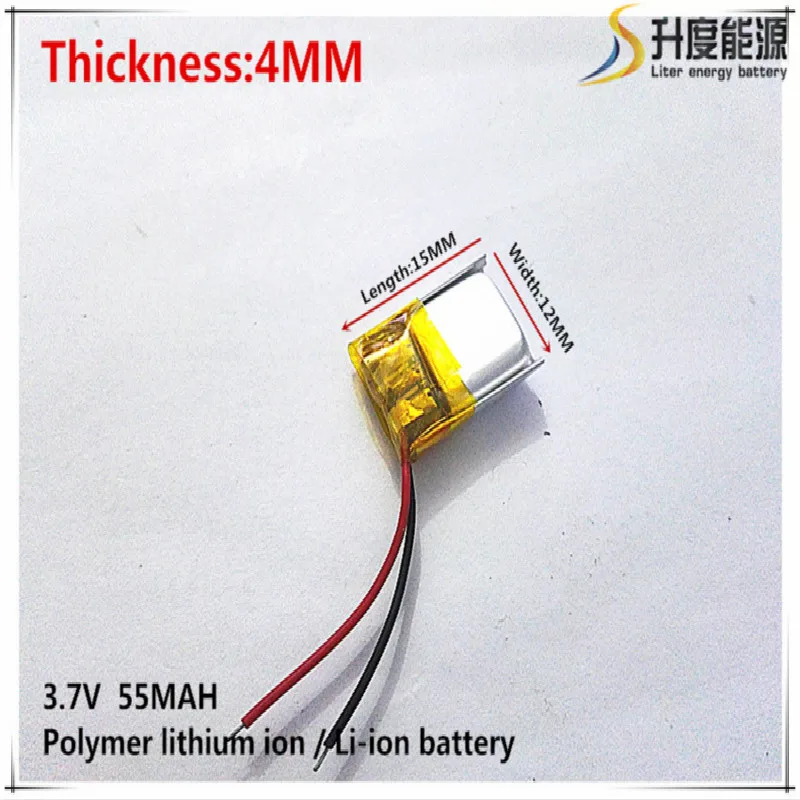 3,7 V, 55 mAH, [401215] PLIB; полимерный литий-ионный/литий-ионный аккумулятор для gps, mp3, mp4, mp5, dvd, bluetooth, модельных игрушек