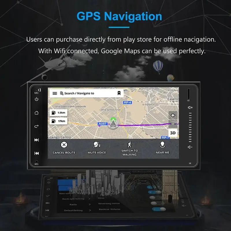 7 дюймов Android 8,1 четырехъядерный 1+ 16G автомобиль в тире стерео аудио gps навигация BT4.0 wifi Зеркало Ссылка AM FM RDS радио MP5 плеер