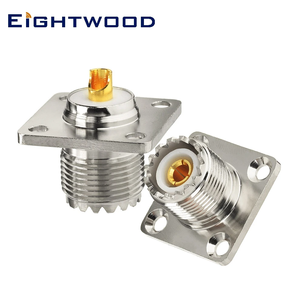 Eightwood 2 шт. UHF/SO239 гнездовой коаксиальный разъем RF адаптер 4 отверстия Панельное