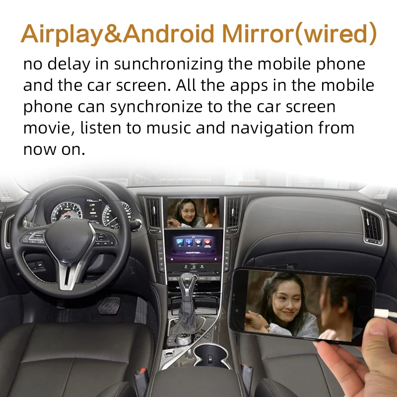 Sinairyu Android Auto play для infiniti- Q50 Q60 Q50L QX50 видео интерфейс с управлением колесом мыши беспроводной Carplay