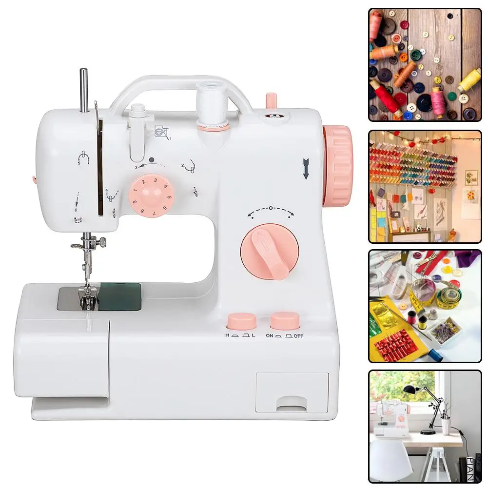 

Electric Mini Sewing Machine For Home Hand Machine To Sew 110/220V Speed Adjustment With Light Handheld Sewing Machine Sew Tool