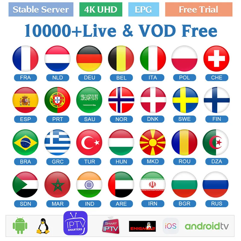  IPTV France Belgium Spain Portugal Greek German Subscription Code Android M3u Smart tv Sweden Norwa - 33031716797