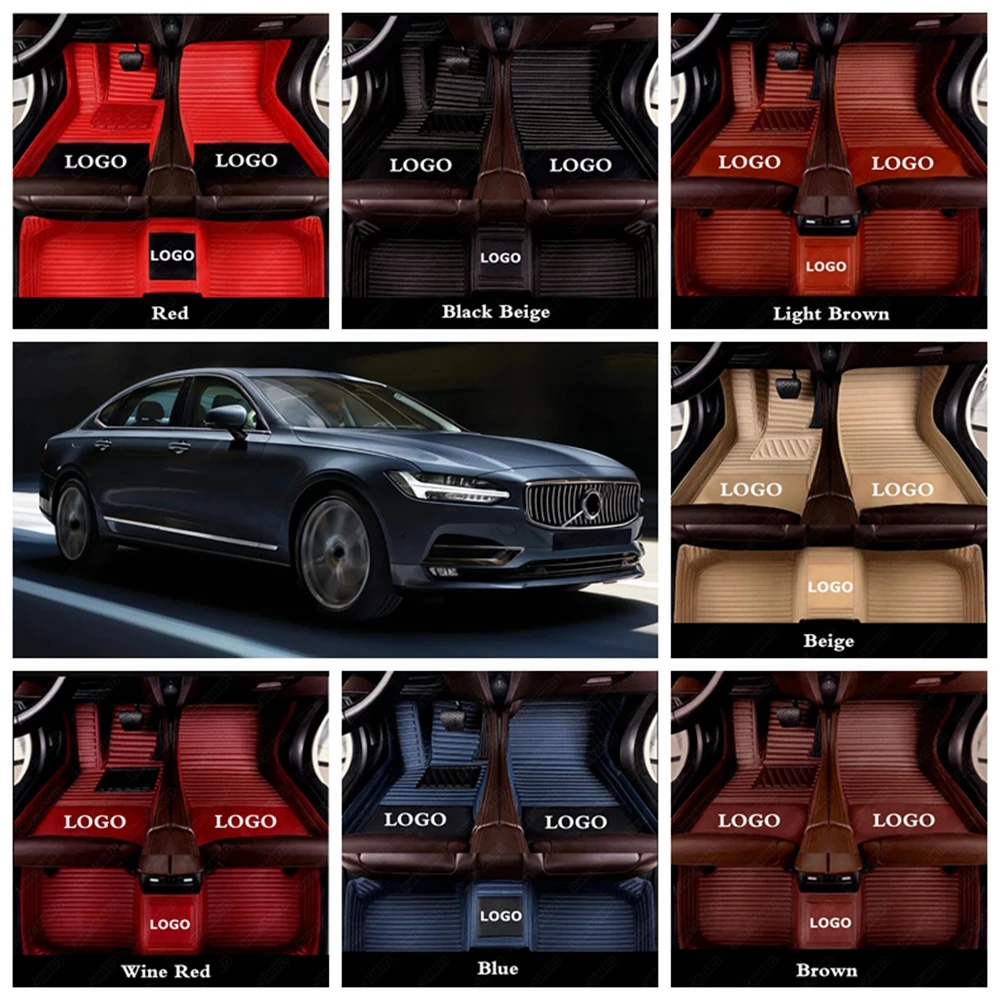 

Luxury Car Foot Mats Pads for Volvo S40 S60 S80 S90 XC40 XC60 V90 XC70 XC90 V40 C30 V60 Leather Floor Rugs Custom Carpet Cover