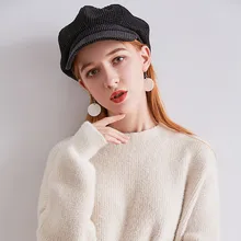 Модный вельветовый женский берет во французском стиле, Одноцветный теплый восьмиугольный берет для художника, Повседневная зимняя теплая уличная Кепка