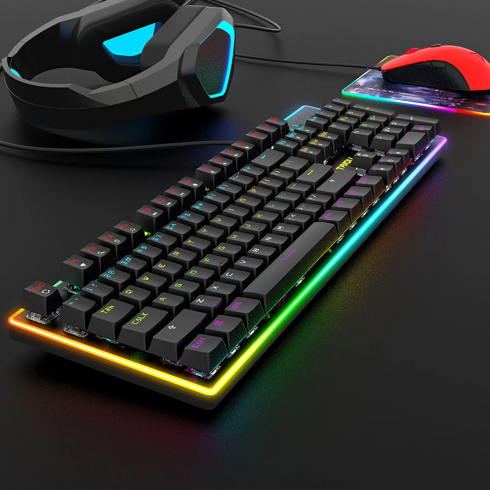 RGB Colorful Light Mechanical Keyboard Wired Gaming Keyboard 104 Key