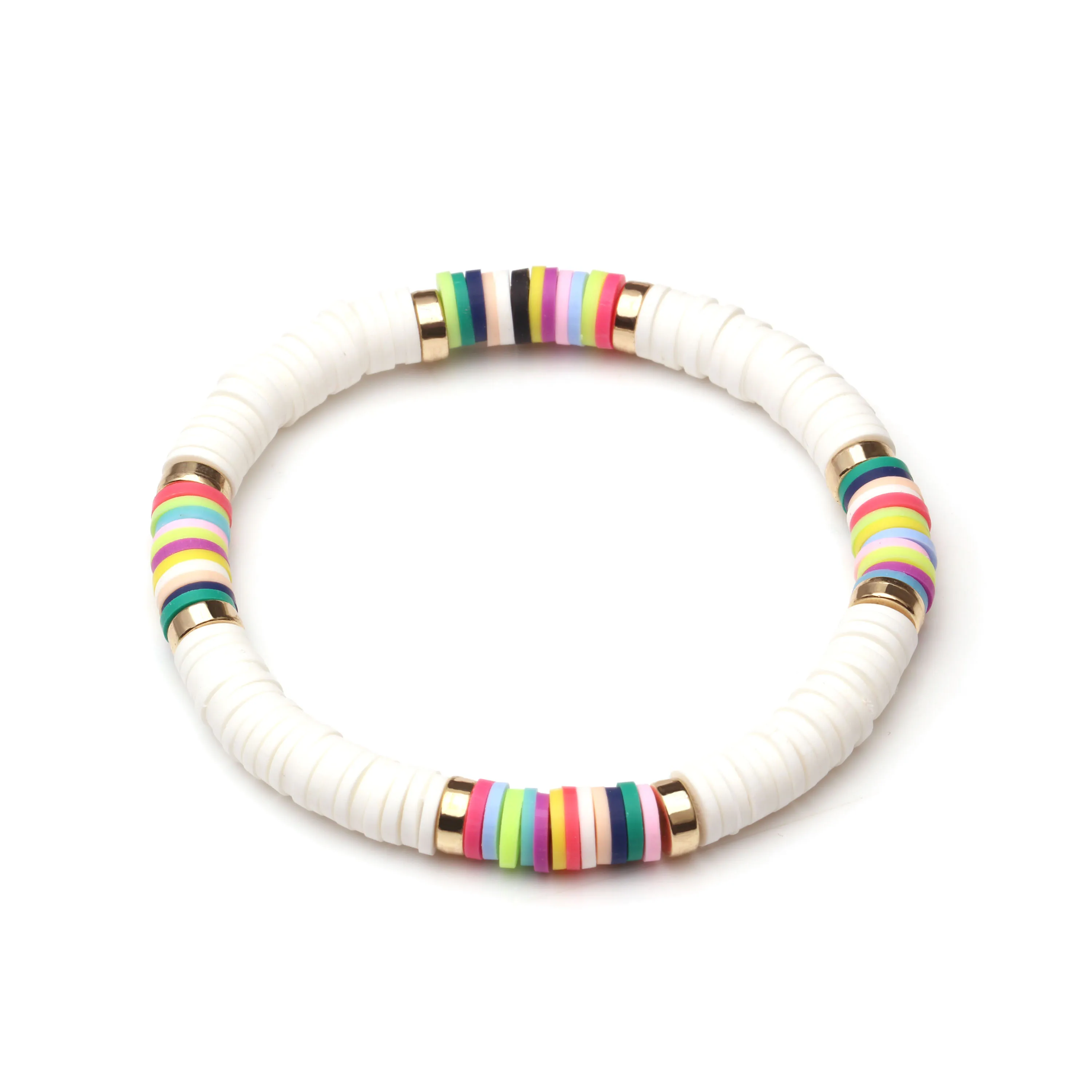 Boho Heishi, полимерная глина, диск, бусины, растягивающийся браслет,, новая мода, разноцветные виниловые пластинки, бусины, смешанные, для серфинга, ювелирное изделие, подарок