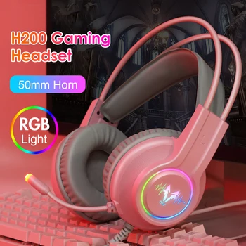 

Desktop Laptop Computer PC RGB Headphone Adjustable Headband for Computer 3.5mm USB 7.1 Wired Gaming Headset