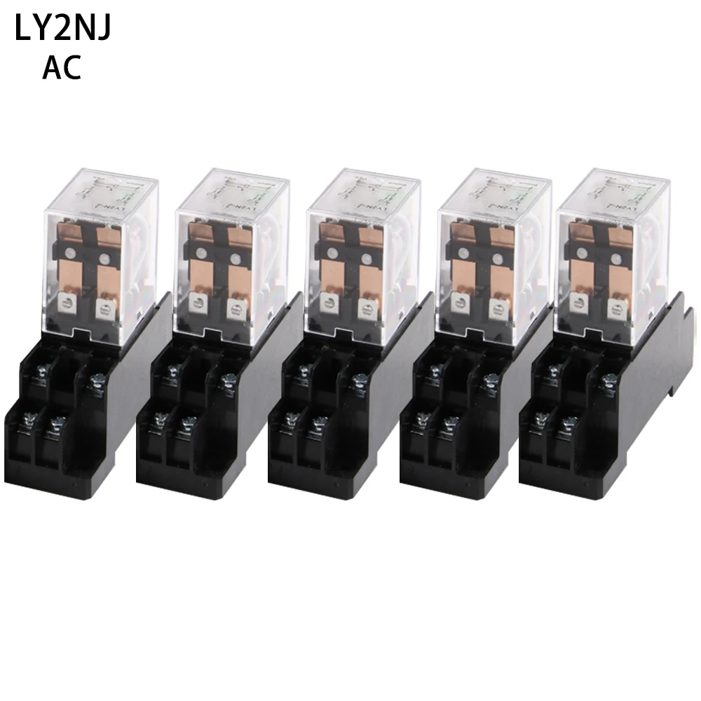 

5Set LY2NJ JQX-13F small Electromagnetic Power Relay DC12V DC24V AC110V AC220V Small relay 10A 8 Pins Coil DPDT With Socket New