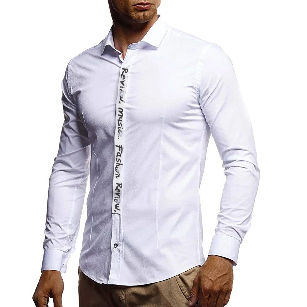 Мужская рубашка с длинным рукавом Camisa однотонная Повседневная в британском