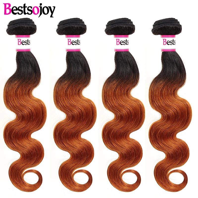

Bestsojoy Ombre Brazilian Hair Weave Bundles Body Wave 2 Tone T1B/30 Remy Ombre Human Hair 4 Bundles Ombre Body Wave