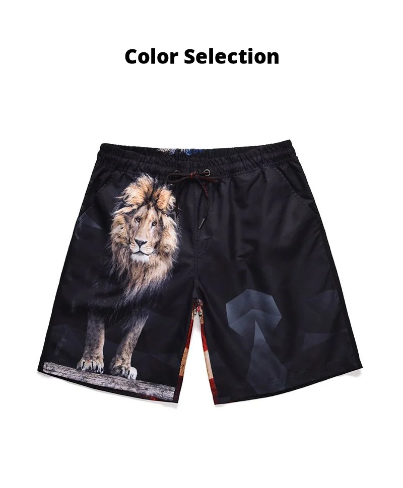 Peach Skin Large Size Beach Swimming Trunks Summer New Style Lion Printed Beach Shorts Leisure Pajamas Loose-Fit Trunks Fashion