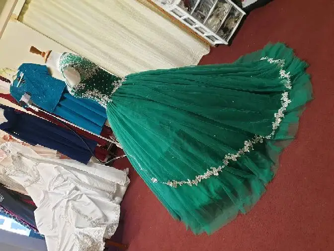 Зеленый ANGELSBRIDEP бальное платье Vestido De Quinceanera платье блестящие бусины Тюль Длина до пола сладкий 16 платье Дебютант винтажные платья - Цвет: Зеленый