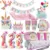 Unicorn Party Supplies Одноразовый Набор Посуды Unicornio Decor Wedding Baby Shower Girl 1st Birthday Party Decorations Kids