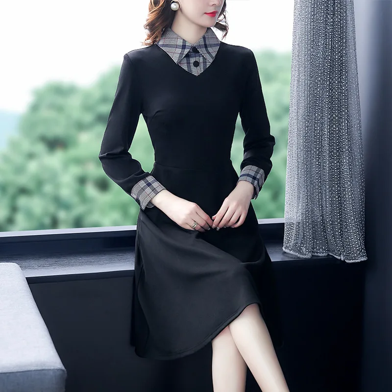 

Dress Female Autumn 2019 New Style Waist Hugging Slimming Elegant by Age Long Sleeve Skirt Winter