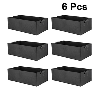

6pcs Square Planting Bag Root Control Bag Vegetables Plant Flower Nursery Bag Gallon Greenhouse Planter Garden Tool Black