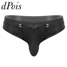 Сексуальные мужские трусы с низкой посадкой, кожзам, нижнее белье, Homme, Спереди открытая выпуклость, Pennis Pouch, плотные боксеры, стринги, трусы, мужское белье для геев