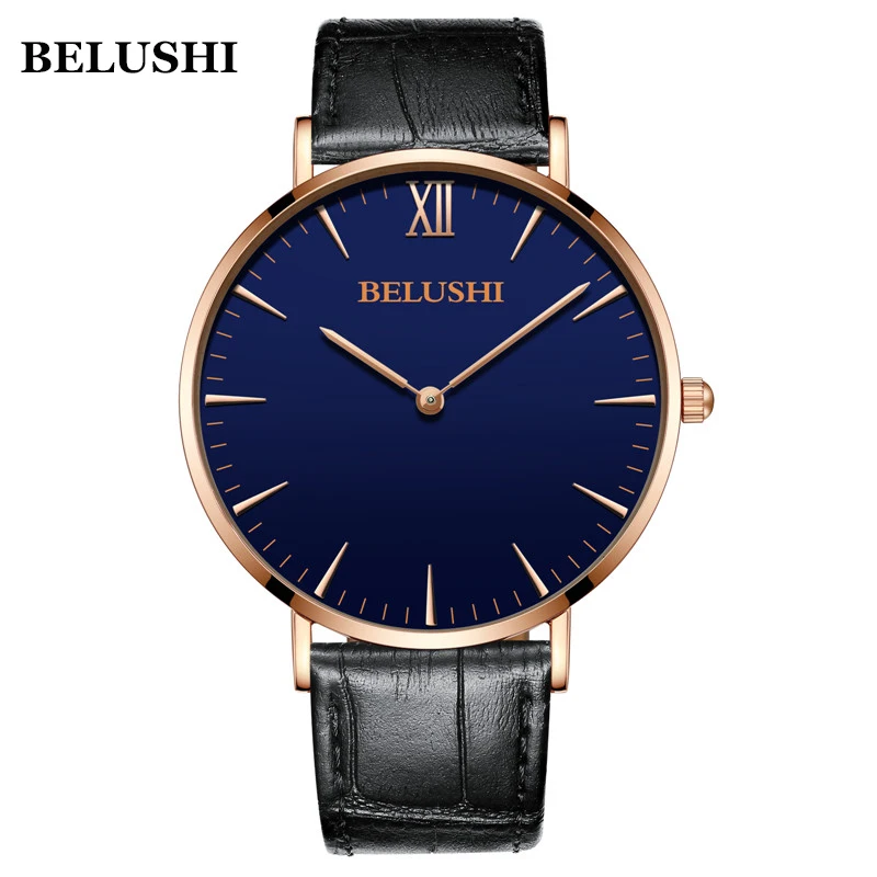 

BELUSHI Fashion Couple Watch Waterproof Brand Luxury Quartz Watch Black Leather Strap Watch Casual Clock Relojes Para Hombre