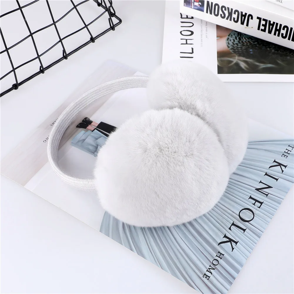 Warm Earmuffs Fur Earmuffs Unisex Women Winter Rex Rabbit Fur Double Sided