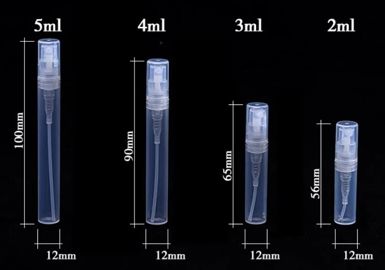 100 teile/los 2ml 3ml 5ml Kunststoff Spray Parfüm Flasche Nachfüllbar Öl Flaschen Zerstäuber Mini Protable Kosmetik Container – Detail 10