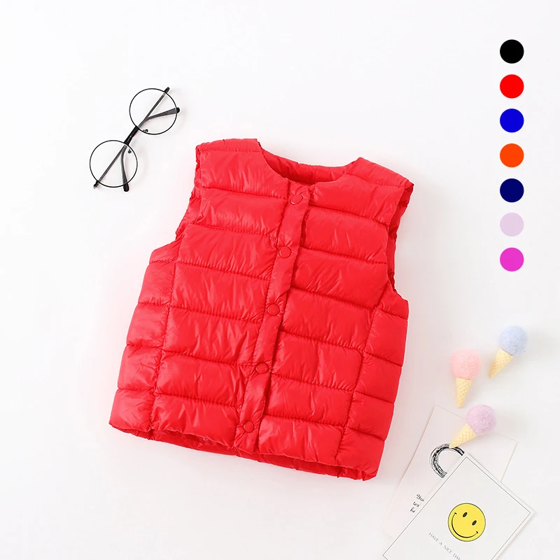 

Children's Vest Autumn New Small and Medium-sized Baby Down Cotton Vest Solid Color Waistcoat Winter Clothes for Baby Boy Jacket