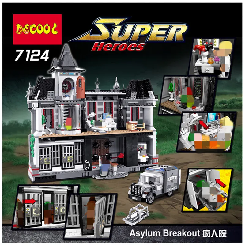 DHL Хэллоуин Специальная скидка 7124 Супер Герои Arkham asyor Breakout Модель Строительный блок 10937 16007 Рождественский подарок игрушки