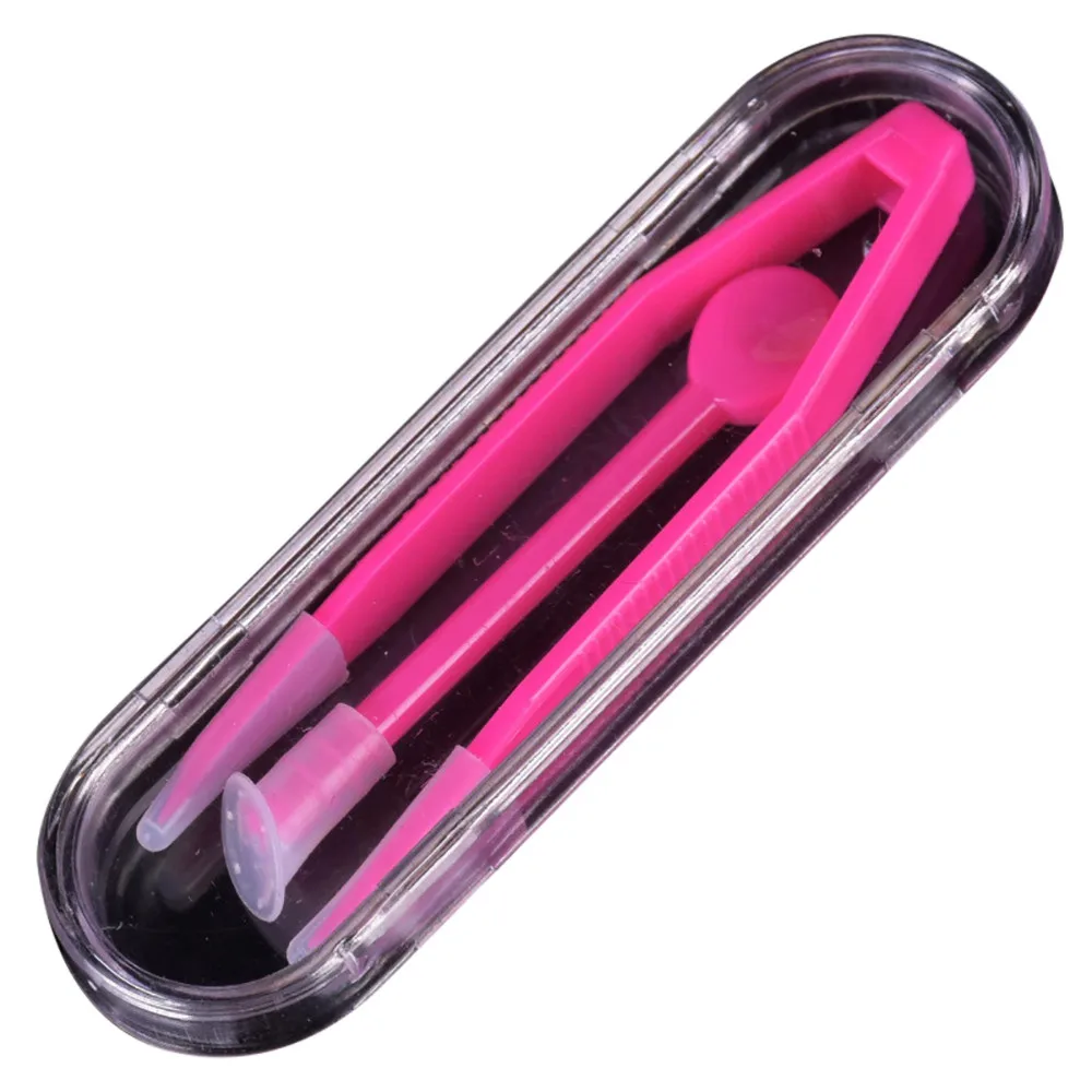 2 Sets Eye Care Transparent typeContact Lenses Plastic Tweezers Straw Lenses Box Accessories Tangible glasses case