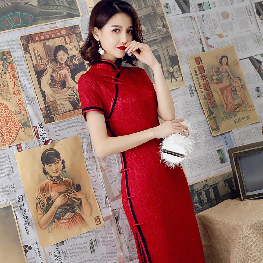 Women/'s Long Bodycon Dress Velvet Evening Dress Cheongsam Qipao Chinese Dress
