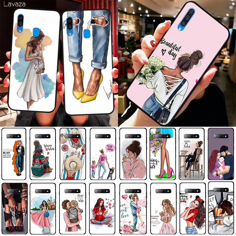 Fashion Black Brown Hair Baby Mom Girl Queen TPU Phone Cover for Samsung Galaxy Note 10 Plus A10s A20s A30s A40s A50s Soft Case | Мобильные
