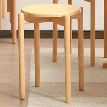 

Solid Wooden Benches Household Living Room Fashion Creative Round Stool Adults Modern Simple Small Bench Insnet Red Low Stool