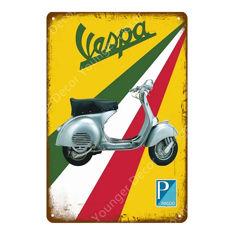 Модники, металлические оловянные знаки, итальянские скутеры Lambretta Vespa, винтажная настенная табличка, гаражный магазин, Декор для дома, комнаты, плакат для мотоцикла - Цвет: YD7488F