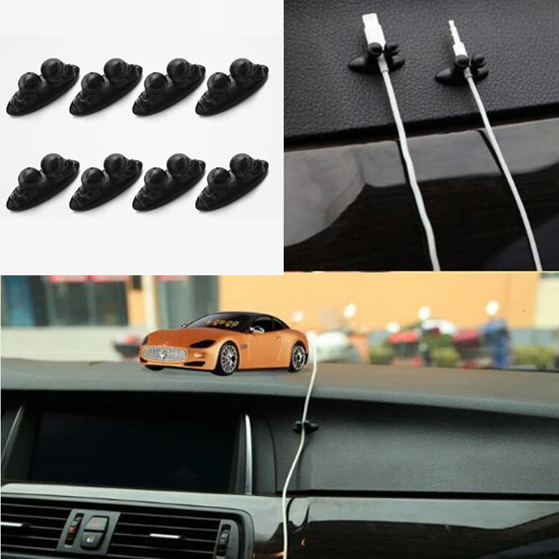 

Wire Car Fixer USB Cord Cable Fixed Clamp Charging Holder Adhesive Auto Charger Line Clasp Tie Wire Clip Wh
