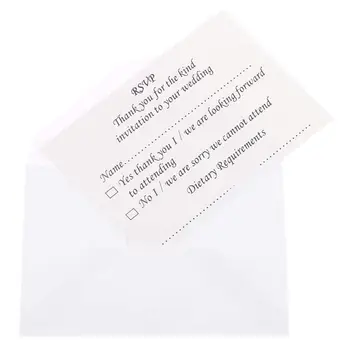 

50pcs wedding banquet RSVP reply card with envelope
