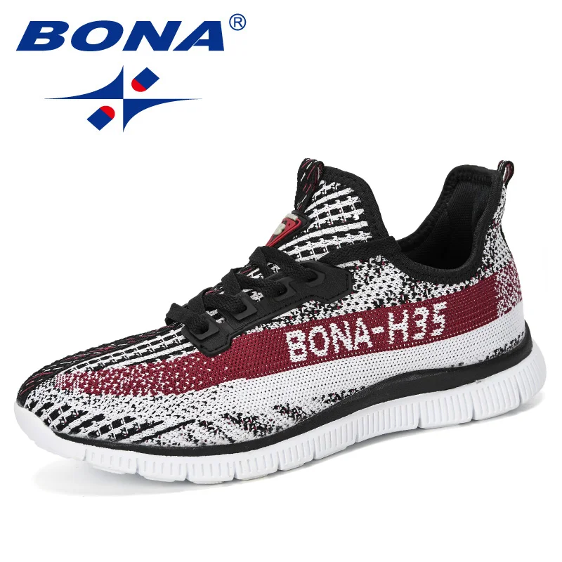 BONA New Summer Chaussure Homme Outdoor Men Running Shoes Mesh Sneakers Man Sport Shoes Walking Shoes Male Comfortable Shoe