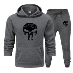 Sweat à capuche et pantalon de Sport pour homme, ensemble de 2 pièces de marque, sweat à capuche avec tête de mort et cordon de serrage, tenue de course, collection automne et hiver 