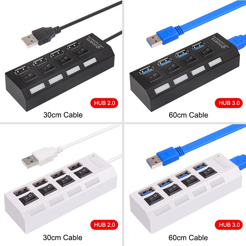 Usb концентратор 3 0 4 Порты и разъёмы USB разветвитель с Мощность адаптер Мульти hab