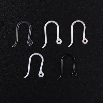 

100 Pcs/pack Non-Allergic Plastic Ear Shape Wire Hooks Clear Resin Earring DIY Jewelry Making Accessories