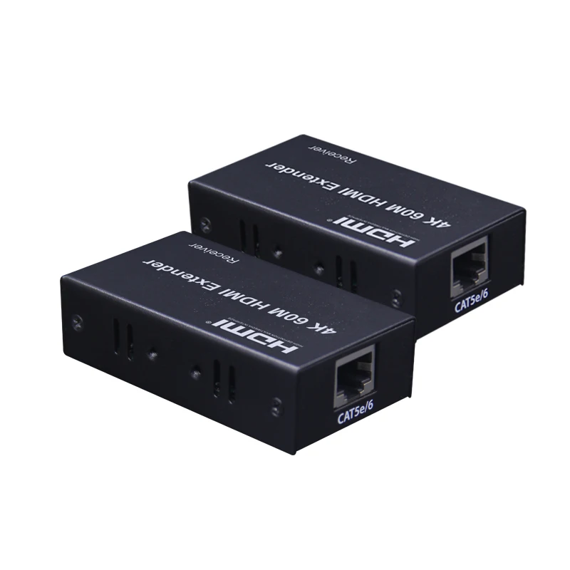 SZBITC 60 м HDMI удлинитель сплиттер HDMI отправитель и приемник через один Cat5e/6 Ethernet конвертер - Цвет: Черный