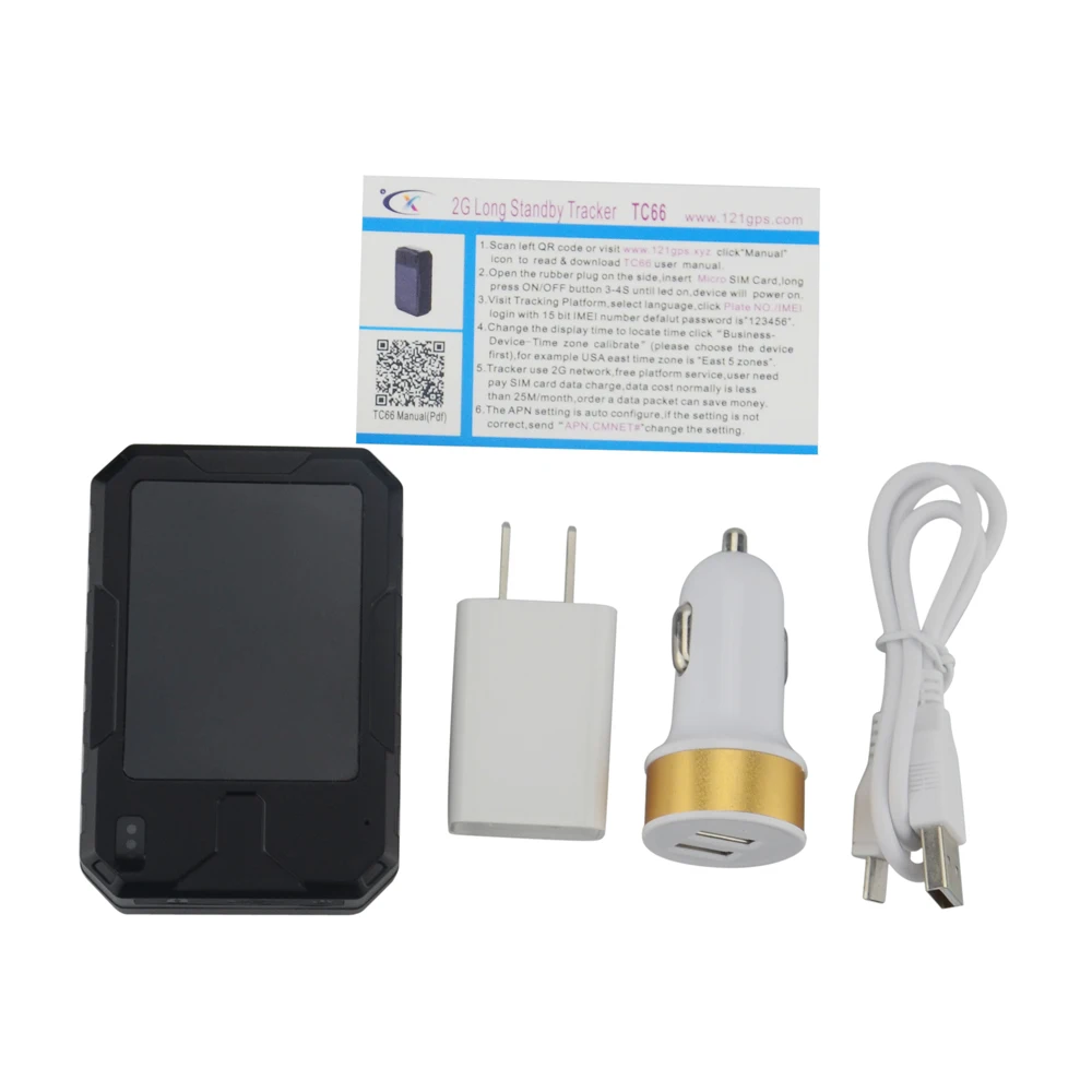 No box with charger TC66 gps трекер Встроенный 6000 мАч переработанный аккумулятор с водонепроницаемым дизайном gps локатор добавить низкую мощность сигнализация интеллектуальная Противоугонная - Цвет: No box with charger