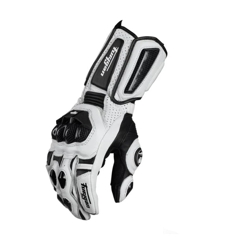 Белый AFS6 AFS10 AFS19 moto rcycle перчатки мужские из натуральной кожи moto rbike перчатки moto racing перчатки moto cross перчатки - Цвет: Белый