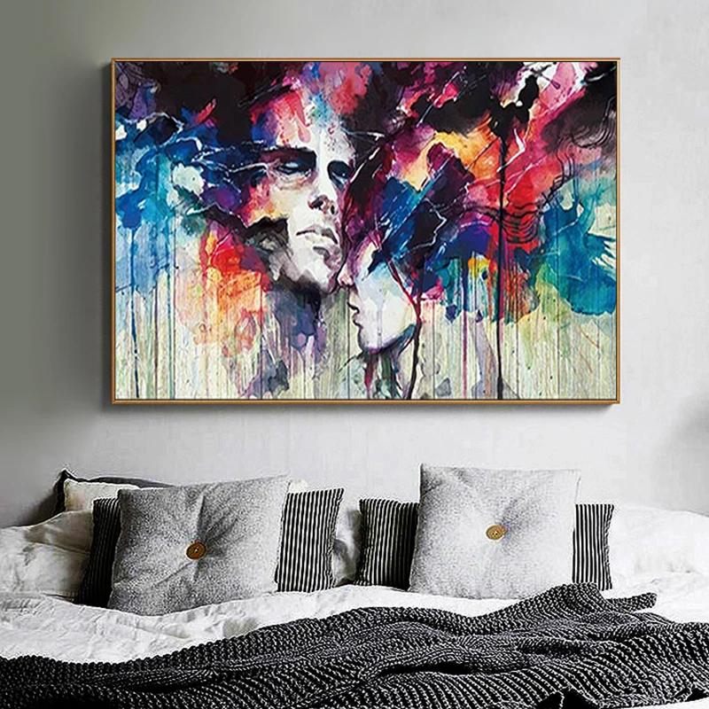 

Colorful Abstract Men and Women Posters and Prints Style Watercolor Canvas Painting Wall Picture for Living Room Cuadros Decor