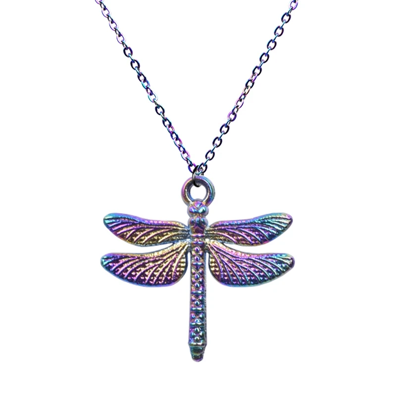 Dragonfly Necklaces For Women Men Rainbow Color Link Chain Around The Neck Choker Pendant Necklace Woman's Jewelry High Quality |
