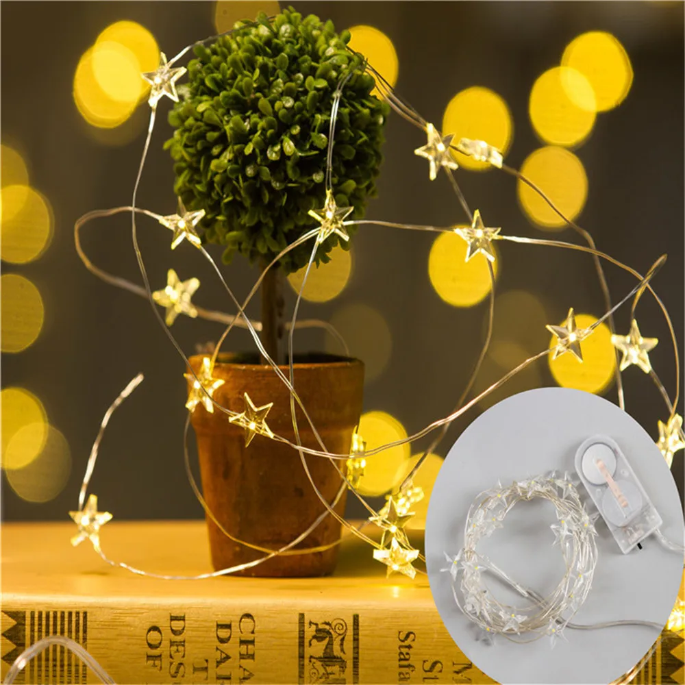 2M 20leds LED String Light  Copper Wire Lovely Heart/Star/snowflake/Flamingo Garland lamp for Wedding Christmas Valentine's Day