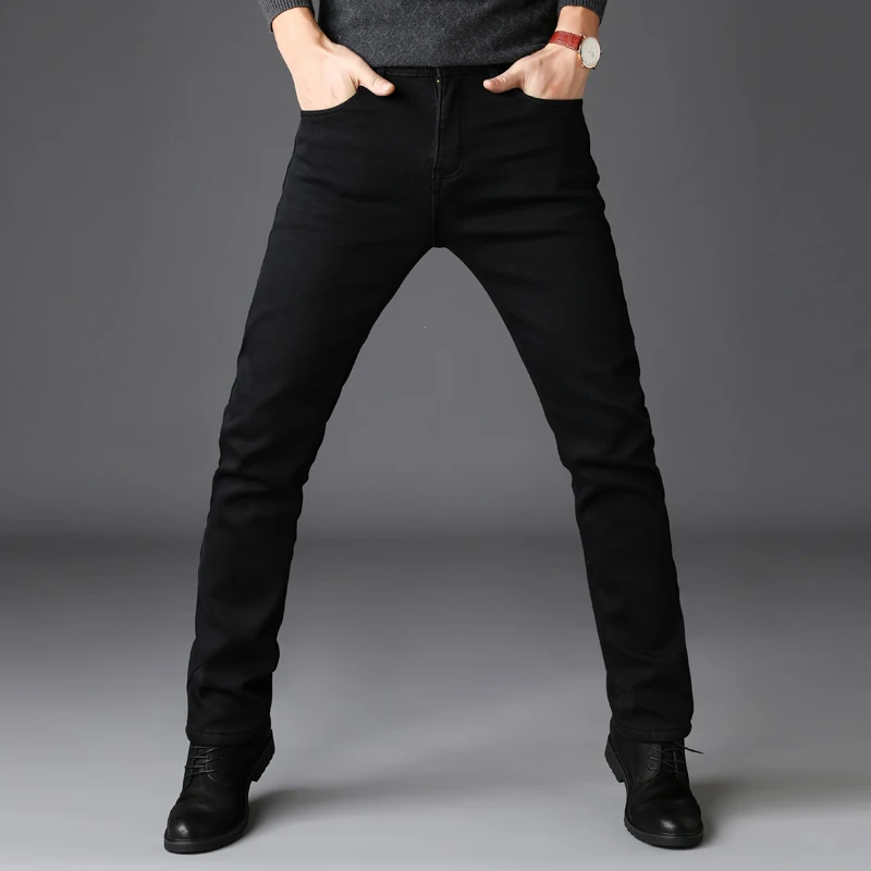 Classic Advanced Stretch Black Jeans 2019 Winter New Style Business Fashion Denim Slim Fit Jean Trousers Male Brand Pants Classic Advanced Stretch Black Jeans 2019 Winter New Style Business Fashion Denim Slim Fit Jean Trousers Male Brand Pants